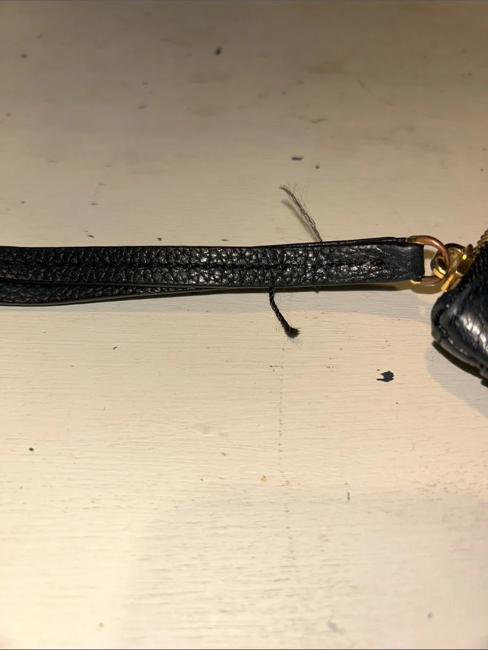 Marc Jacobs Navy Pebbled Leather Wristlet with Gold Logo